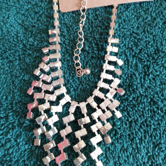 Silver Tone Rhinestone Necklace and Earring Set - Picture 5 of 5